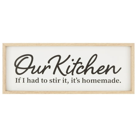 Mainstays 6x16 White Wood Framed Our Kitchen Box Sign Wall Decor ...