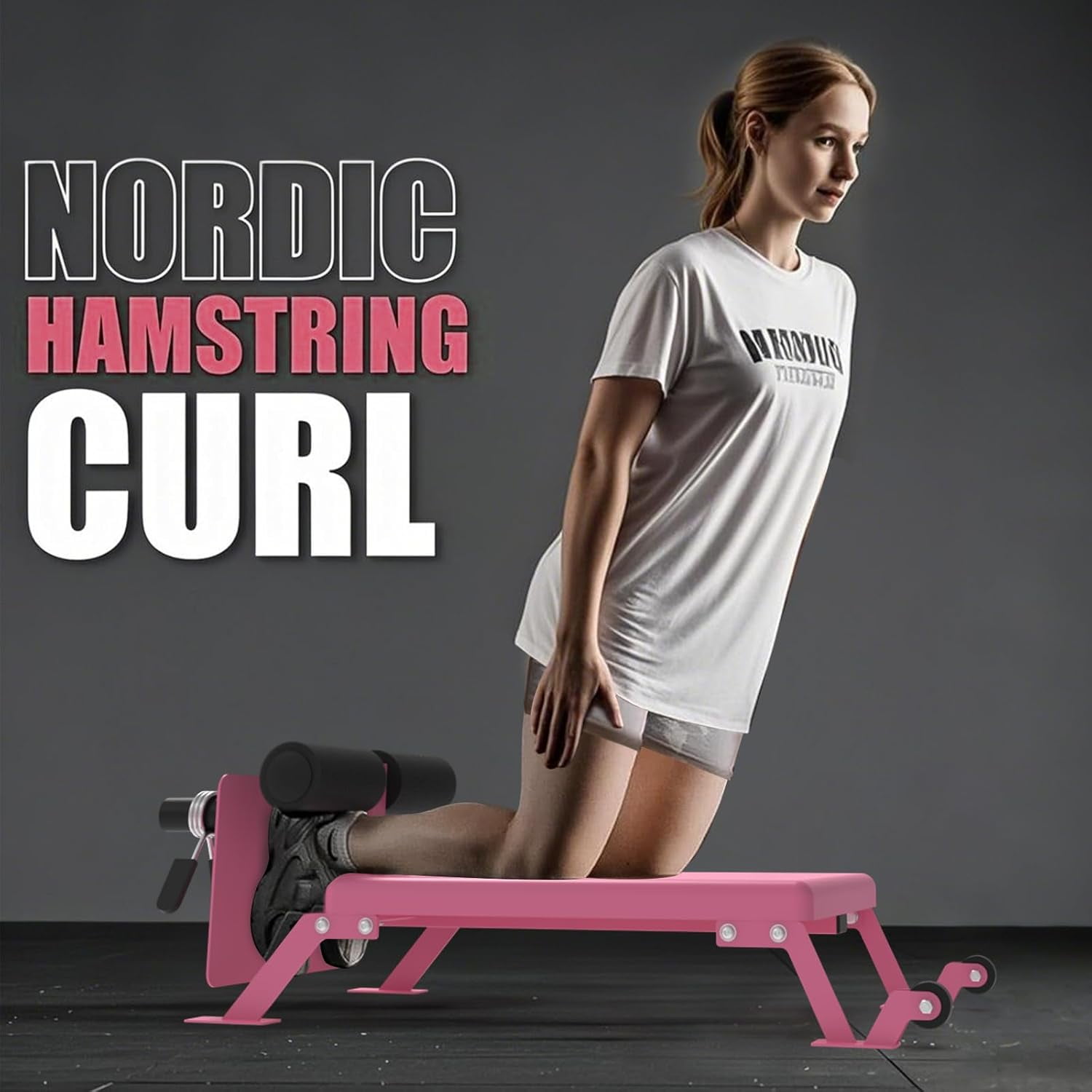 Nordic Hamstring Curl Machine,Height Adjustable Nordic Curl Bench, Compact Home Gym Equipment for Strength Training for Home Gym,450 LBS