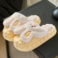 thumbnail image 4 of Womens Furry Slippers Plush Lining Cute Rabbit Removable Memory Foam Thick Bottom Soft Sole Comfortable Non-Slip Warm Winter Home Slippers Yellow, 4 of 7