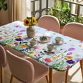 thumbnail image 3 of Spring Floral Table Cloths for 6 Foot Rectangle Tables, Butterflies Botanical Blue Ombre Patio Waterproof Elastic Fitted Tablecloths, Washable Rectangular Table Cover for Camping, 3 of 8