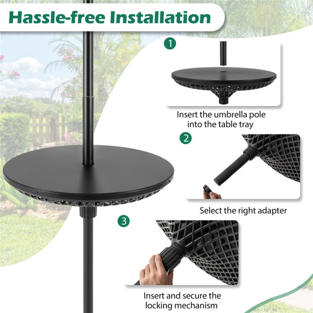 Spaco Patio Umbrella Table Tray Adjustable with Umbrella Poles, Outdoor Umbrella Stand, Patio Umbrella Stands & Bases, Deck Umbrella Stand-Black