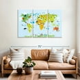 thumbnail image 2 of Elephant Stock Animals Of The World Wall Art - Horizontal Multi Panel Canvas - Kids Room Wall Decor - Map Multi Panel - Green And Blue Decor - 57" x 36", 2 of 4