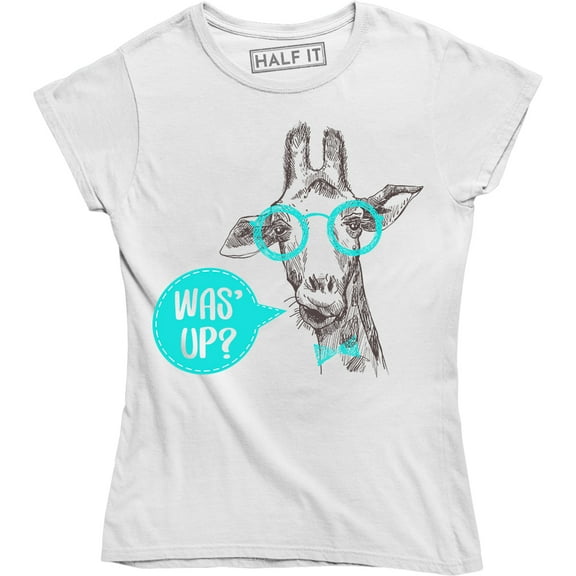Ladies Was' Up Giraffe Cute Graphic Funny Wildlife Animal Women Tee Shirt