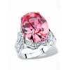 13.24 TCW Oval-Cut Simulated Pink Tourmaline Cubic Zirconia Cocktail Ring with White CZ Accents Platinum-Plated