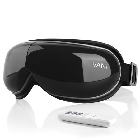 VANI Eye Massager with Heat & Compression, Bluetooth Music Rechargeable Eye Heat Massager for Relax and Reduce Eye Strain Dark Circles Eye Bags Dry Eye Improve Sleep, Black