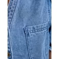 thumbnail image 6 of INSPIRE CHIC Women's Denim Top Summer V Neck Short Sleeve Button Front Jean Shirt Blouse L Light Blue, 6 of 7