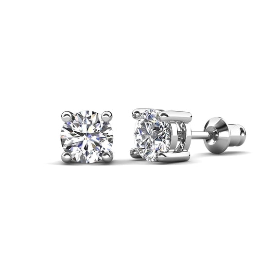 Cate & Chloe Mia 18k White Gold Plated Stud Earrings with 1ct Simulated Diamonds Gift for Women