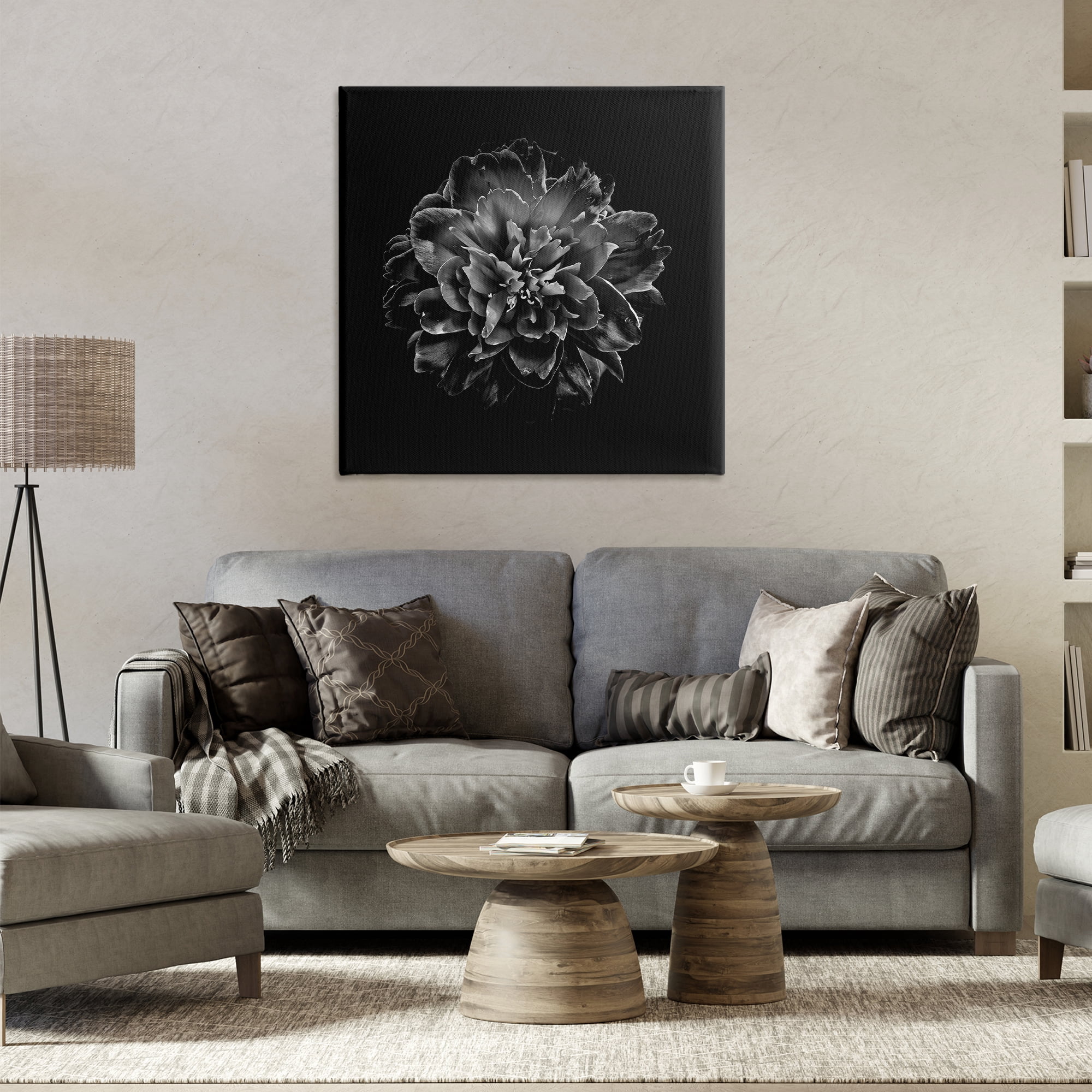 Stupell Industries Dark Carnation on Black Plants & Flowers Photography Wrapped Canvas Art Print Wall Art, 30 x 30