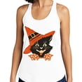 thumbnail image 2 of Vintage Witch Cat Tank Top Fitted Racerback Women's X-Small Heather Grey, 2 of 5