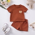 thumbnail image 2 of HCNTES Toddler Baby Boy Summer Spring Clothes Set Kid Outfits Short Sleeves T-Shirt Tops + Shorts Cute Outfits Set For Kids 2t 3t 4t 5t 6t 7t 8t(D0-Wine,6-9 Months), 2 of 9