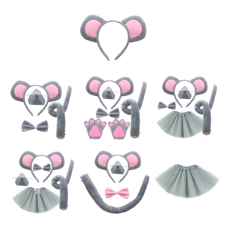 Set De Disfraz De Ratón Con Orejas, Cola Y Nariz – Diadema Y Pajarita Incluidas – Ideal Para Fiestas De Cumpleaños Y Eventos Temáticos De Animales