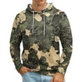 thumbnail image 2 of Dwelliawo Camo Hoodie for Men Military Casual Hooded Sweatshirts Fleece Maple Leaf Drawstring Hoodie Pullover Camo Contrast Oversized Hoodie Army Green 3XL, 2 of 4