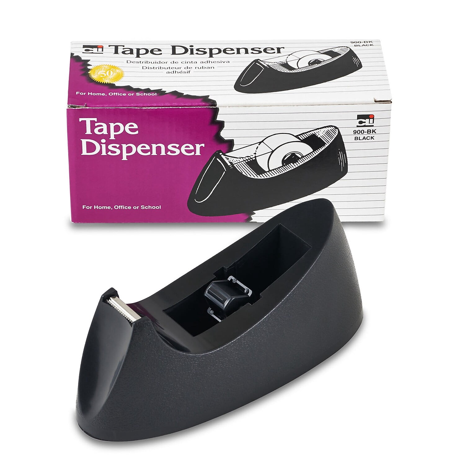 Charles Leonard Desk Tape Dispenser, Black, 6 Count