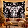 thumbnail image 3 of Bohemian Moth Pale with Patterned Wings Human Skull, Spooky Gothic for Gothic Decor Fans, Dark Art Decor, Halloween Gift, Tapestry Wall Hanging for Bedroom and Dorm, 3 of 7