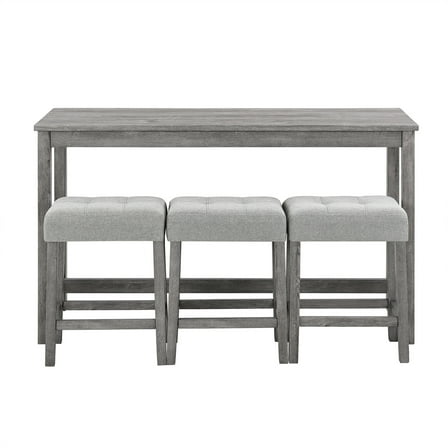 Gray 59 in. W Four Leg Wood Dining Table Seats 3