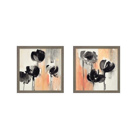 Great Art Now Blushing Tulips by Lanie Loreth, 2 Piece Framed Art Set Each 13.5W x 13.5H