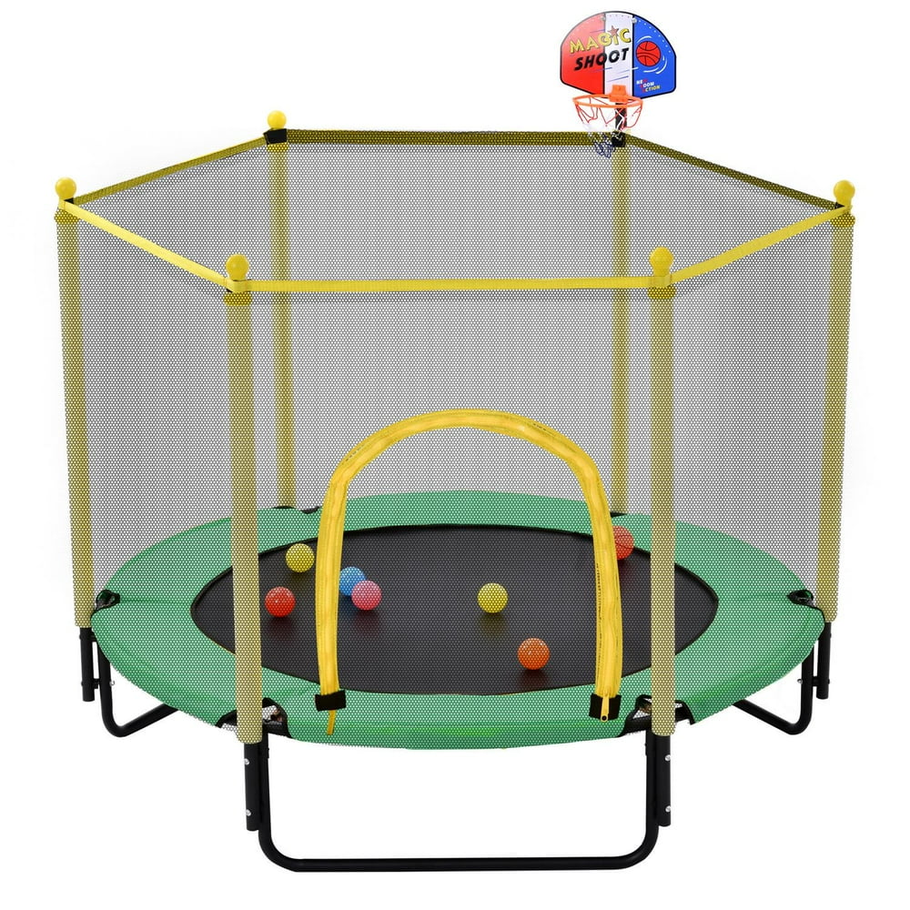 5ft Trampoline for Kids with Safety Enclosure Net, Stainless Steel