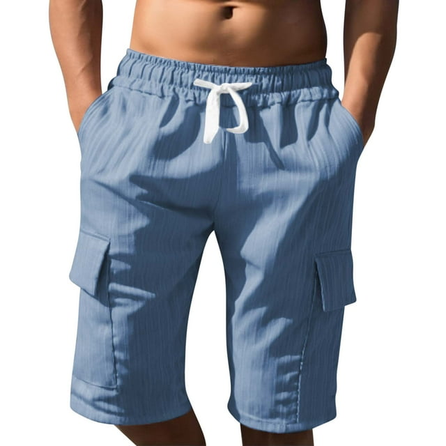 EOYWHK Gym Shorts Men Summer Athletic Running Shorts 5" Inseam Work Shorts Elastic Waist Drawstring Work Shorts with Multi-Pockets