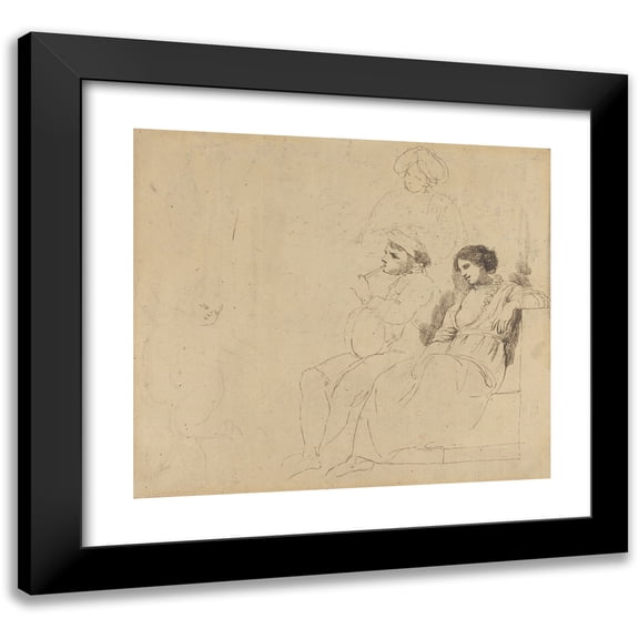 John Hamilton Mortimer 13x12 Black Modern Framed Museum Art Print Titled - Study for The Rustic Dancers (C. 1770-1774)