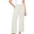 thumbnail image 4 of FNFYFH Clearance Ladies Casual Long Linen Trousers Loose Fit Solid Color Summer, 4 of 8
