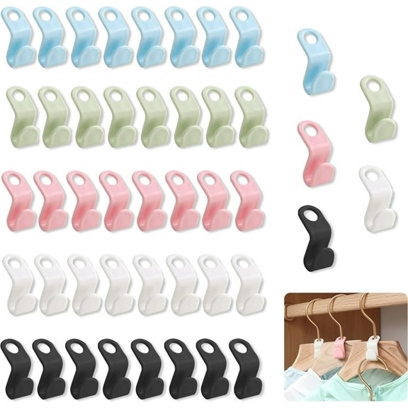125 Pcs Clothes Hanger Connector Hooks, 5 Color Space Saving Plastic Hanger Hooks, Hanger Extender Clips Closet Hanger Organizer Heavy Duty Space Triangles for Hanging Clothes