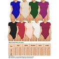 thumbnail image 2 of Haite Ladies Solid Color Short Sleeve Bodysuits Sexy Snap Button Tops Basic Slim Crew Neck T Shirt Bodysuit, 2 of 4
