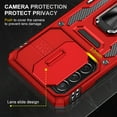thumbnail image 6 of Rugged Case for Samsung Galaxy A32 5G, Sliding Lens Camera Cover Protection Ring Stand Compatible with Magnetic Car Mount Military Grade Shockproof Hybrid Case for Samsung Galaxy A32 5G, Red, 6 of 7