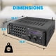 thumbnail image 4 of Pyle Amplificador de mezcla Bluetooth de doble canal - Mezclador de sonido de karaoke de montaje en rack de 2000 W Sistema de caja receptora estéreo para el hogar con RCA, USB, AUX - Para altavoz, PA,, 4 of 5