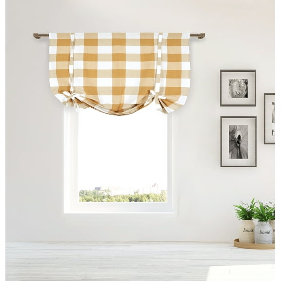 Kingston Checkered Pole Top Tie Up Window Panel
