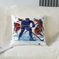 thumbnail image 2 of Erosebridal Ice Hockey Cushion Cases,Hockey Player Printed Throw Pillow Covers,Winter Sports Games Decorative Pillow Covers 24x24 inch set of 2,Blue Red Helmet Skates Cushion Covers, 2 of 5