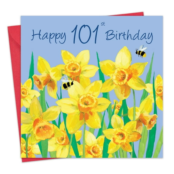 Twizler 101st Birthday Card for Women - Daffodils Floral - Female Age 101 Year Old Happy Birthday Card for Her
