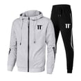 thumbnail image 4 of Conjunto deportivo para hombre, pantalones deportivos ajustados y sudaderas con capucha y cremallera, traje deportivo sencillo e informal con estampado de tendencia de alta calidad, 4 of 5