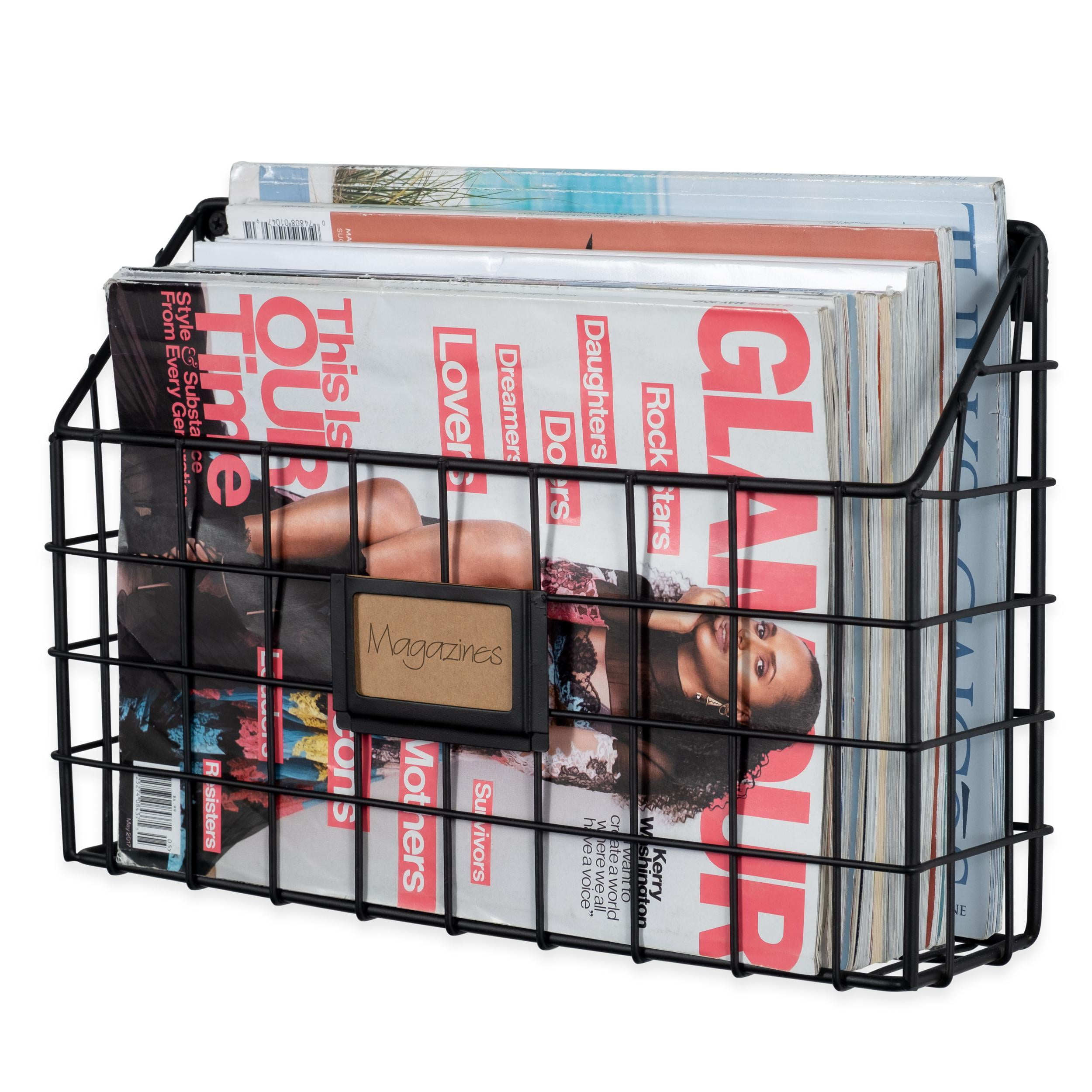 Modern Wire Magazine Newspaper Storage Baskets Wall Mounted Hanging Rack  Post Organizer