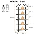 thumbnail image 4 of BeesClover Tall 5-Shelf Bookcase, Arched Display Rack with Metal Frame, Spacious Black Bookshelf for Bedroom or Living Room Storage, 4 of 8