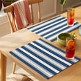 thumbnail image 4 of Navy Blue Grey Stripe Placemats Set of 8 Minimalist Farmhouse Striped Place Mats Indoor Wipeable Table Mats Washable Cloth Dining Table Placemats for Kitchen Holiday Party Home Decor 13x19 Inch, 4 of 9