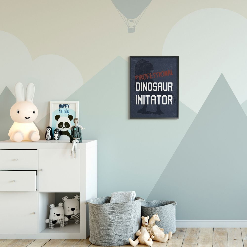 Stupell Industries Children's T-Rex Professional Dinosaur Imitator Reptile Phrase Framed Wall Art Design by Daphne Polselli, 16" x 20", Black Framed