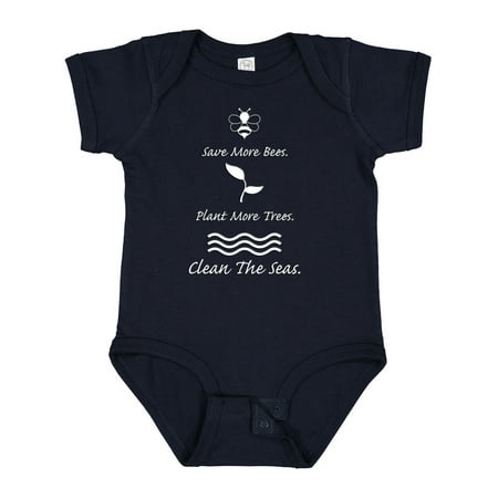 

Inktastic Save More Bees Plant More Trees Clean the Seas Gift Baby Boy or Baby Girl Bodysuit