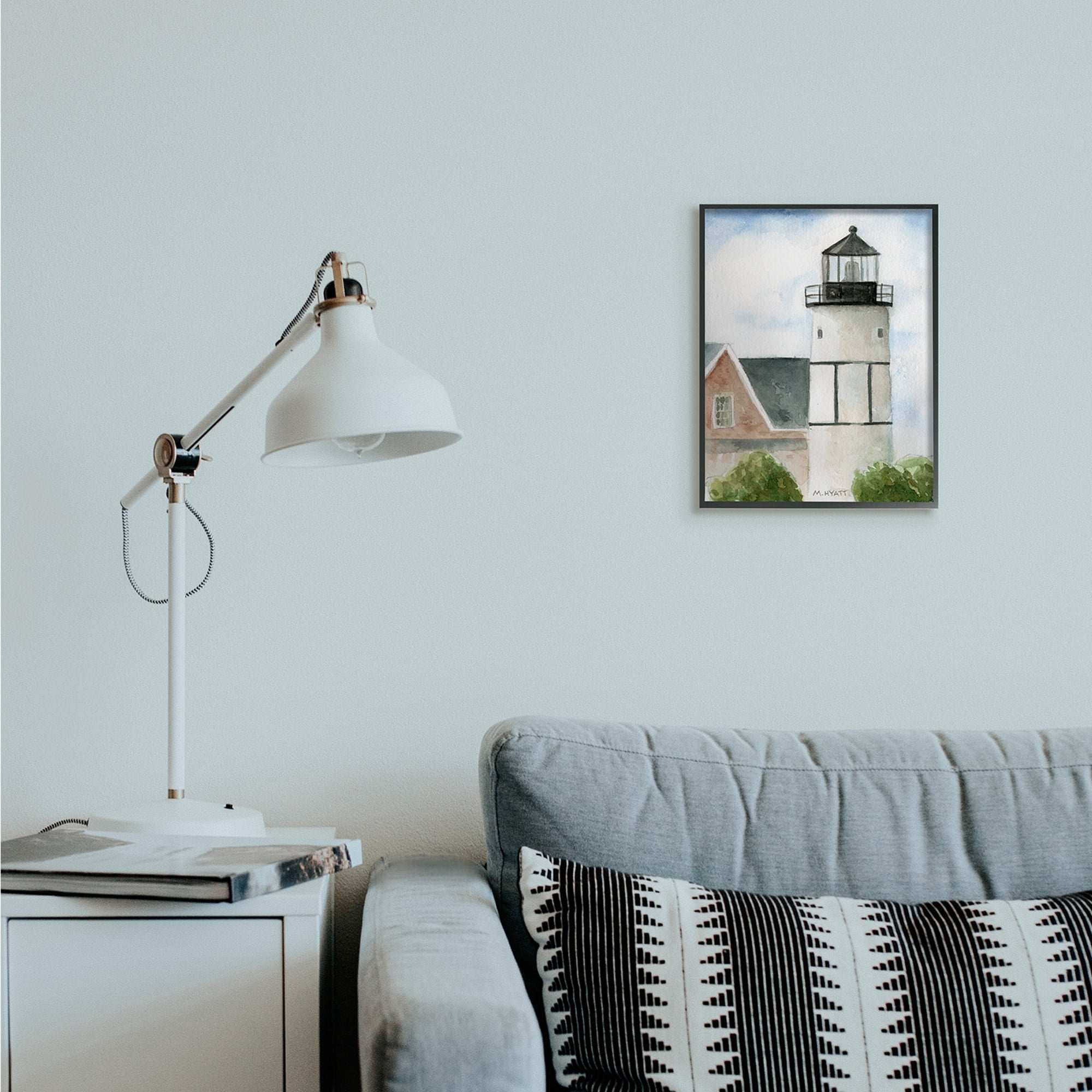 Stupell Sandy Neck Lighthouse Coastal Beach Architecture Framed Wall Art 24 x 30 Black