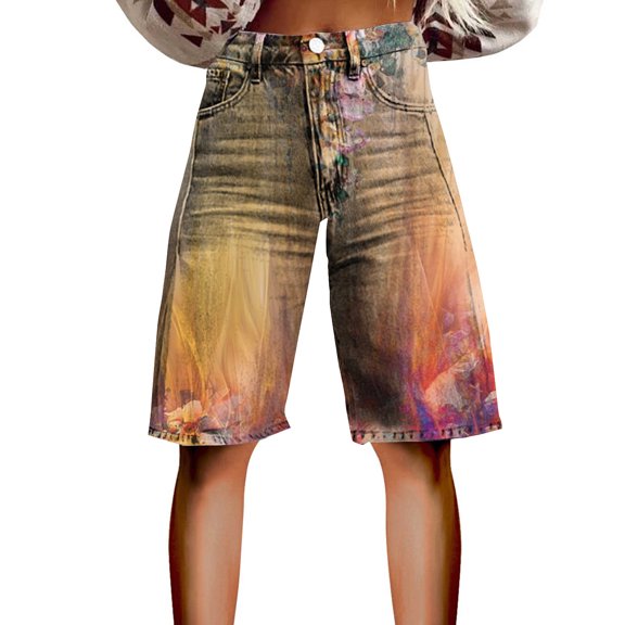 kaondbfi Women's Summer High Waisted Shorts Knee Length Fashionable and Casual Style with Pockets Lightweight and Breathable