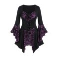 thumbnail image 2 of Women's Bell Sleeve Dress Lace up Ruffled Dresses Halloween Cosplay Halloween for Women, Size XL, 2 of 3