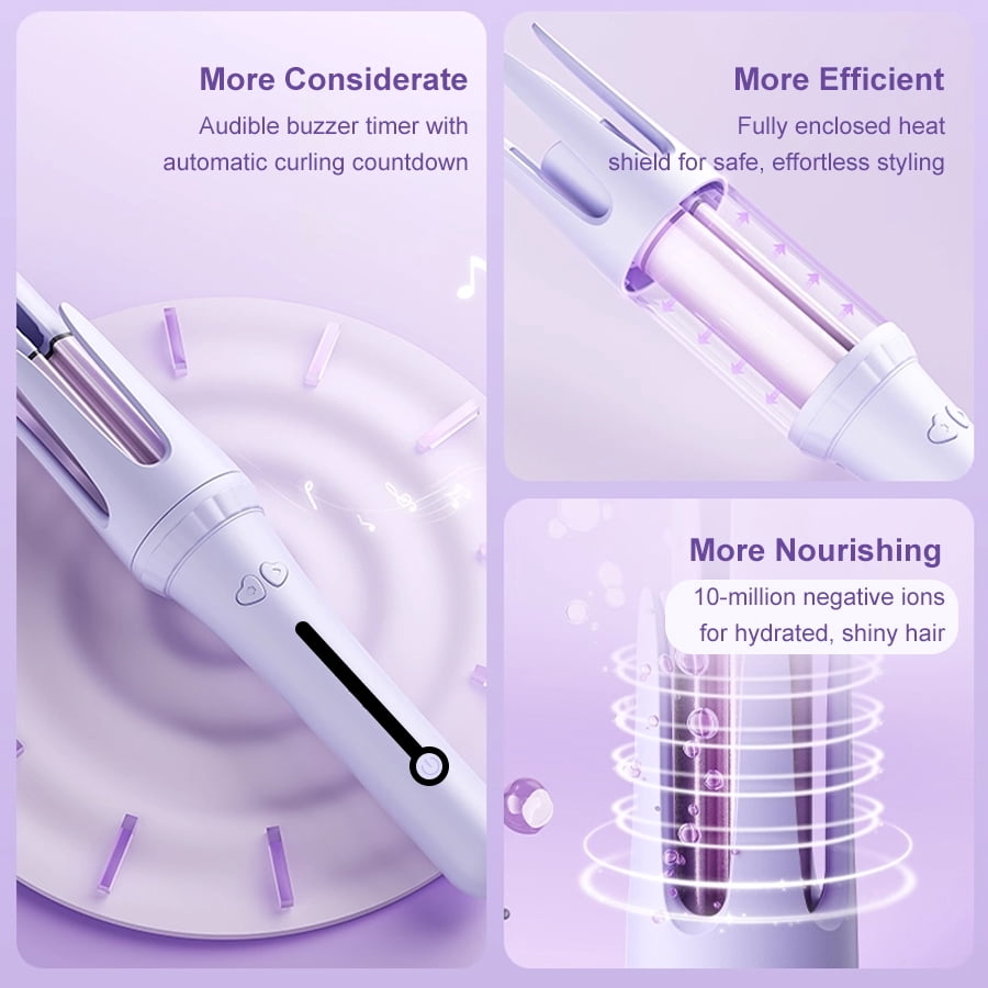 YA YATECH 32mm Automatic Rotating Curling Iron, Ceramic Anti-Scald Hair Curler with Adjustable Temp, Auto shut off for Loose Waves