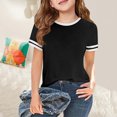 thumbnail image 2 of REDARER Girls' Striped Graphic Tee - Short Sleeve Summer Casual Cute Printed Fashion Comfortable Toddler Kids Daily Layering Top,4-5 Years, 2 of 4