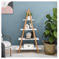 thumbnail image 2 of Solid bamboo wood "A" frame ladder display bookshelf White + MDF, 2 of 8