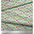 thumbnail image 2 of Soimoi Green polyester Crepe Fabric Leaves,Pink Floral & Ogee Damask Print Fabric by Yard 42 Inch Wide, 2 of 3