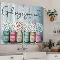 thumbnail image 2 of Teal Farmhouse Floral Kitchen Curtains Rustic Flower Small Short Cafe Window Curtains Country Wooden Barn Inspirational Bathroom Window Drapes Treatment Tier Curtains 2 Panels (26x24 Inch), 2 of 6