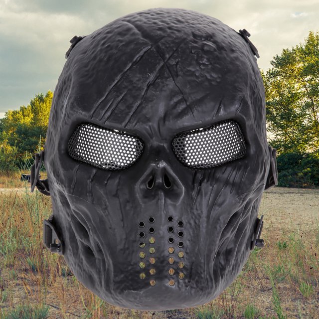 Máscara de calavera Airsoft Paintball Protección facial completa Suministros para exteriores Negro JShteea El nuevo