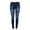Dark Blue, variant on Women's Stretchy Ripped Legging Skinny Faux Jeans Destroyed Butt Lifting Distressed Denim Print Trousers with Pockets