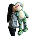 thumbnail image 5 of Big Stuffed Monkey 40 inches 102 cm Soft Aqua Green Purple Teal Multicolor Large Plush Animal 3.5 Feet Tall New, 5 of 6