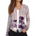 thumbnail image 4 of Women's Fashion Christmas Print Casual Zip-Up Long-Sleeve Hooded Jacket, for Outdoor Activities and Daily Use,Purple,M, 4 of 6