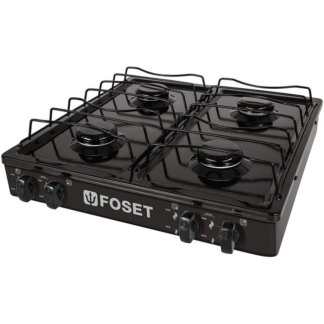 Parilla de gas, 4 quemadores, color negro FOSET PAGA-4N